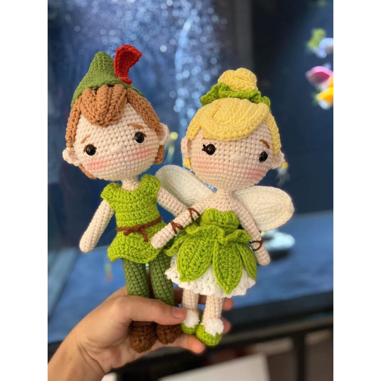 Tinkerbell and Peter Pan doll, crochet Tinker bell and peter pan,  Amigurumi Tinker Bell Doll