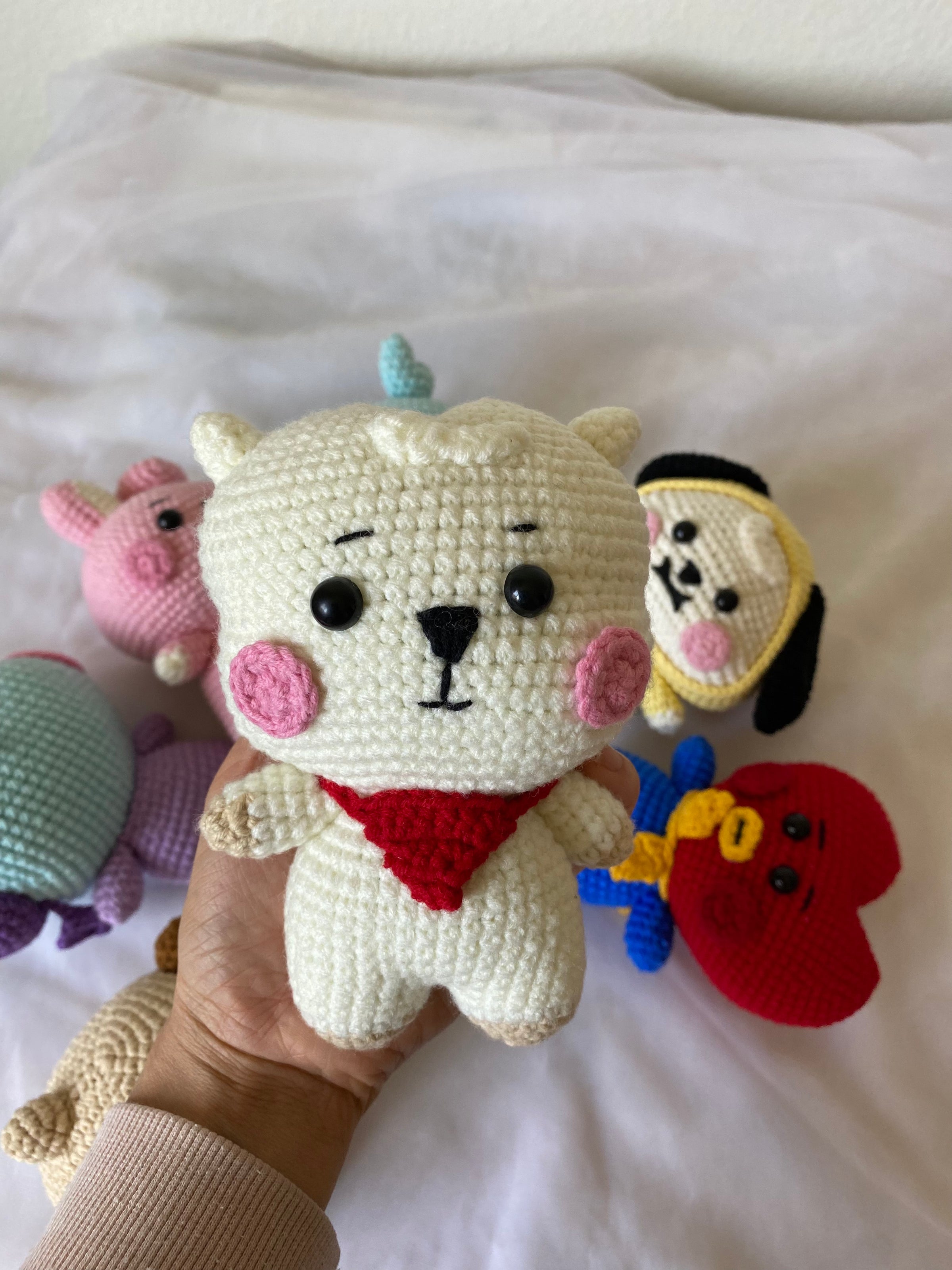 Kpop Plush toys, BT21 inspired amigurumi toy, TATA BT21, Mang dolls, Koya dolls, RJ dolls