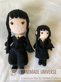 Wednesday Addams dolls, Wednesday Addams amigurumi, Wednesday Addams plush toys