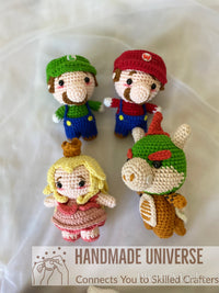 Crochet Mario Luigi Princess Peach amigurumi, Mario plush toys, Luigi figure, Mario Stuffed Doll