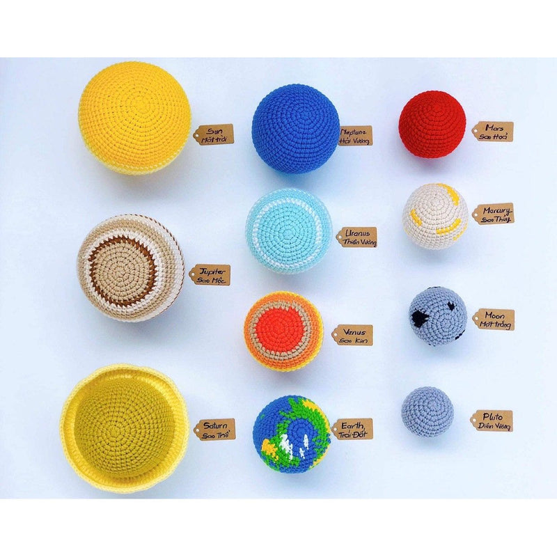 Educational Solar System crochet, Amigurumi crochet planets