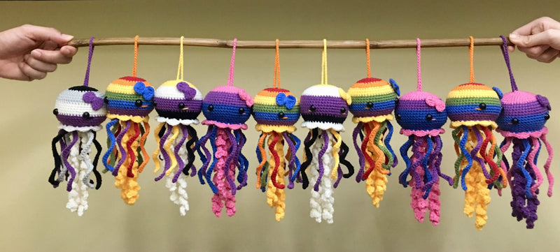 LGBT Jellyfish Crochet, Gift for LGBT, LGBT Pride, Lesbian, Bisexual, Pansexual, Omnisexual, Transgender, Asexual, Non-Binary, Gender Fluid