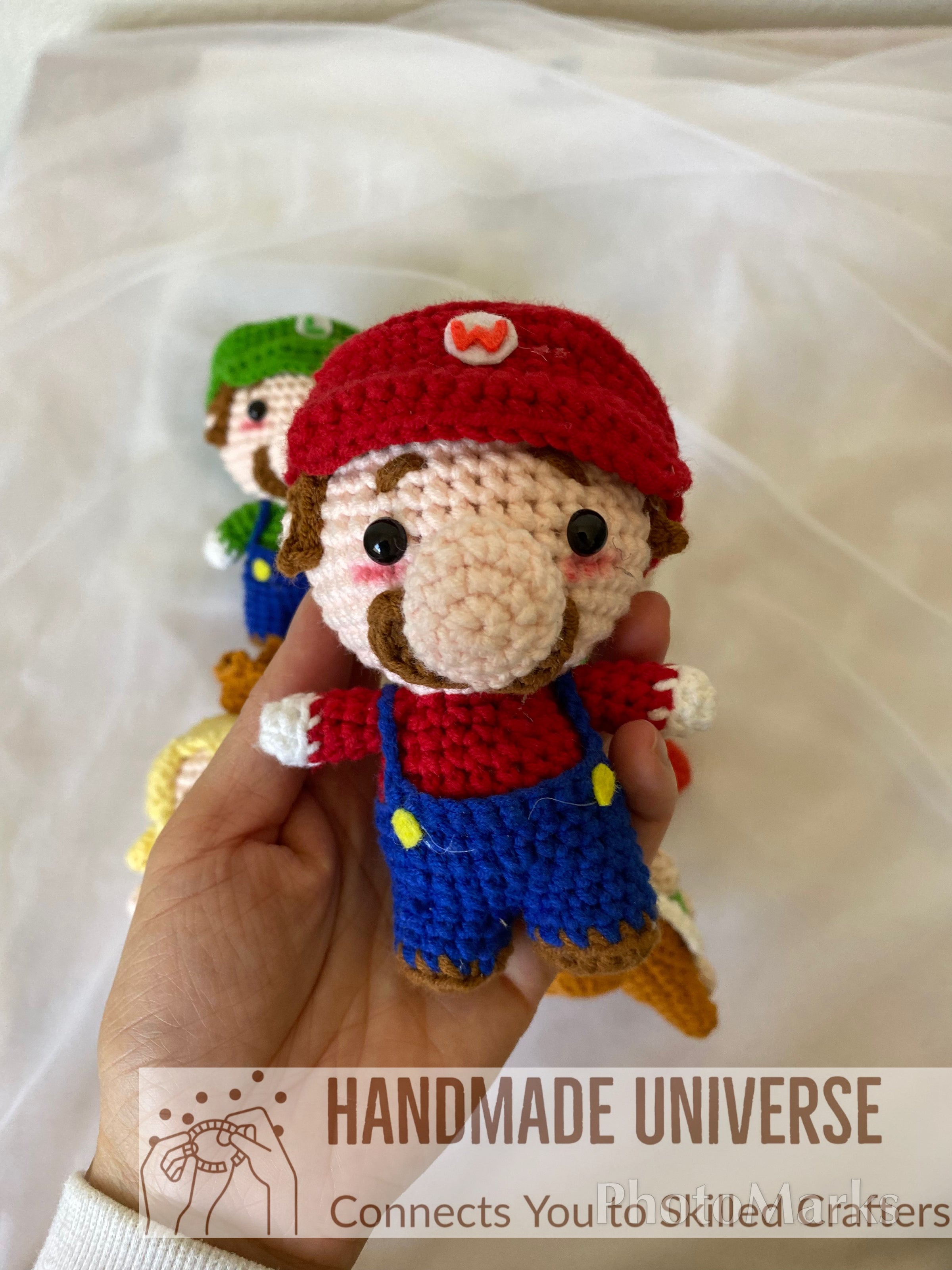 Crochet Mario Luigi Princess Peach amigurumi, Mario plush toys, Luigi figure, Mario Stuffed Doll