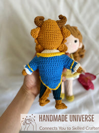 Beauty and the Beast Crochet Dolls,  Belle princess plush toys, The Beast dolls