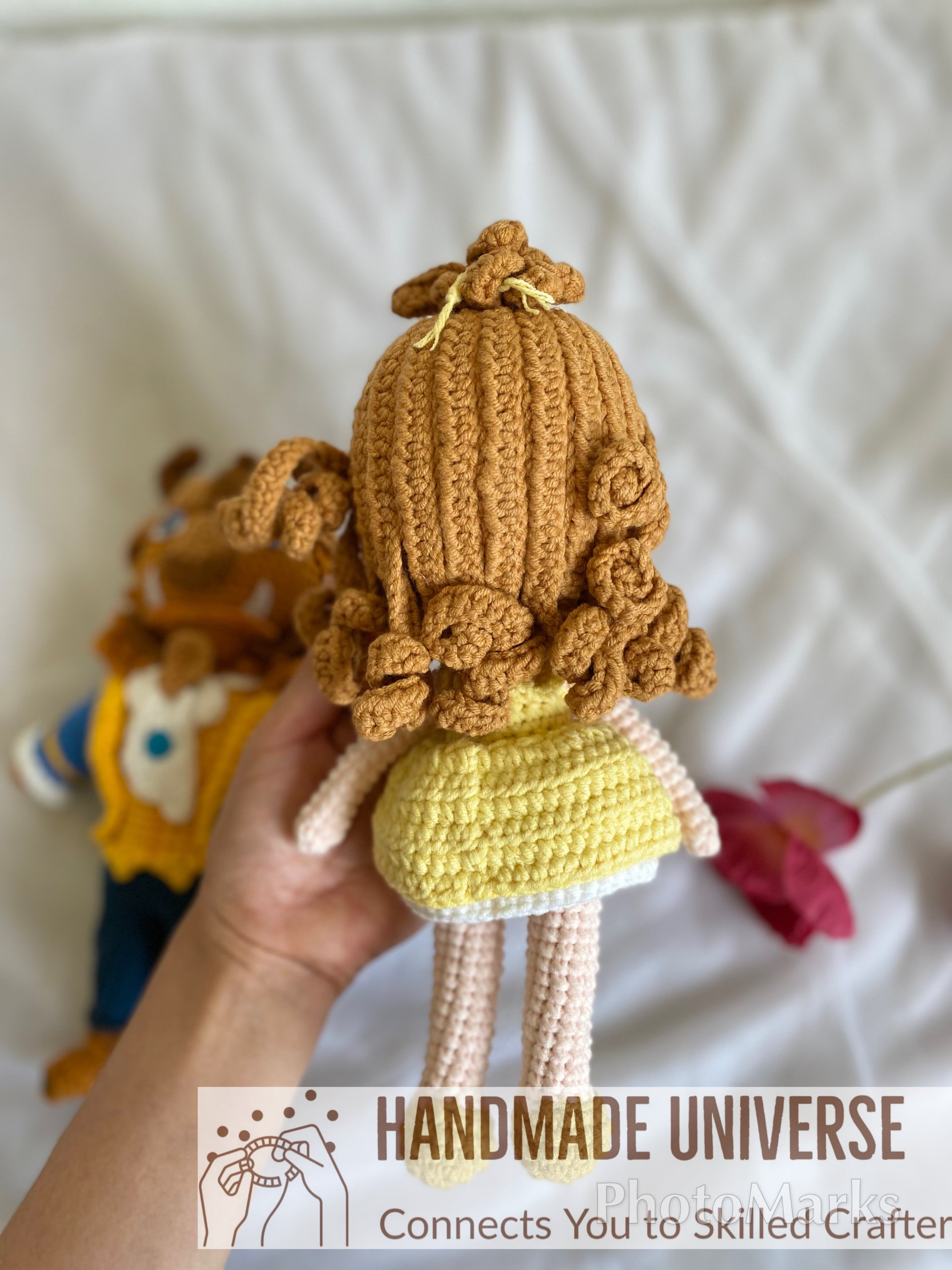 Beauty and the Beast Crochet Dolls,  Belle princess plush toys, The Beast dolls